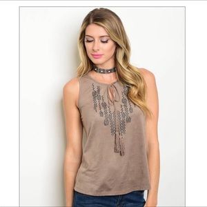 NWOT The Layla Mocha Suede Top
